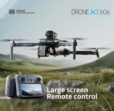 レノボドローンプロフェッショナル撮影用（XT606）-8K HDカメラ 5G GPS WIFI FPV 4.5インチ画面 障害物回避機能、バッテリー3個付き